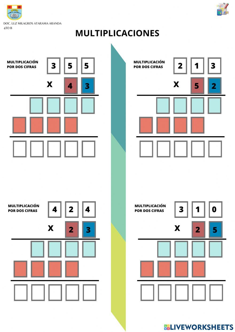 Multiplicación dos cifras