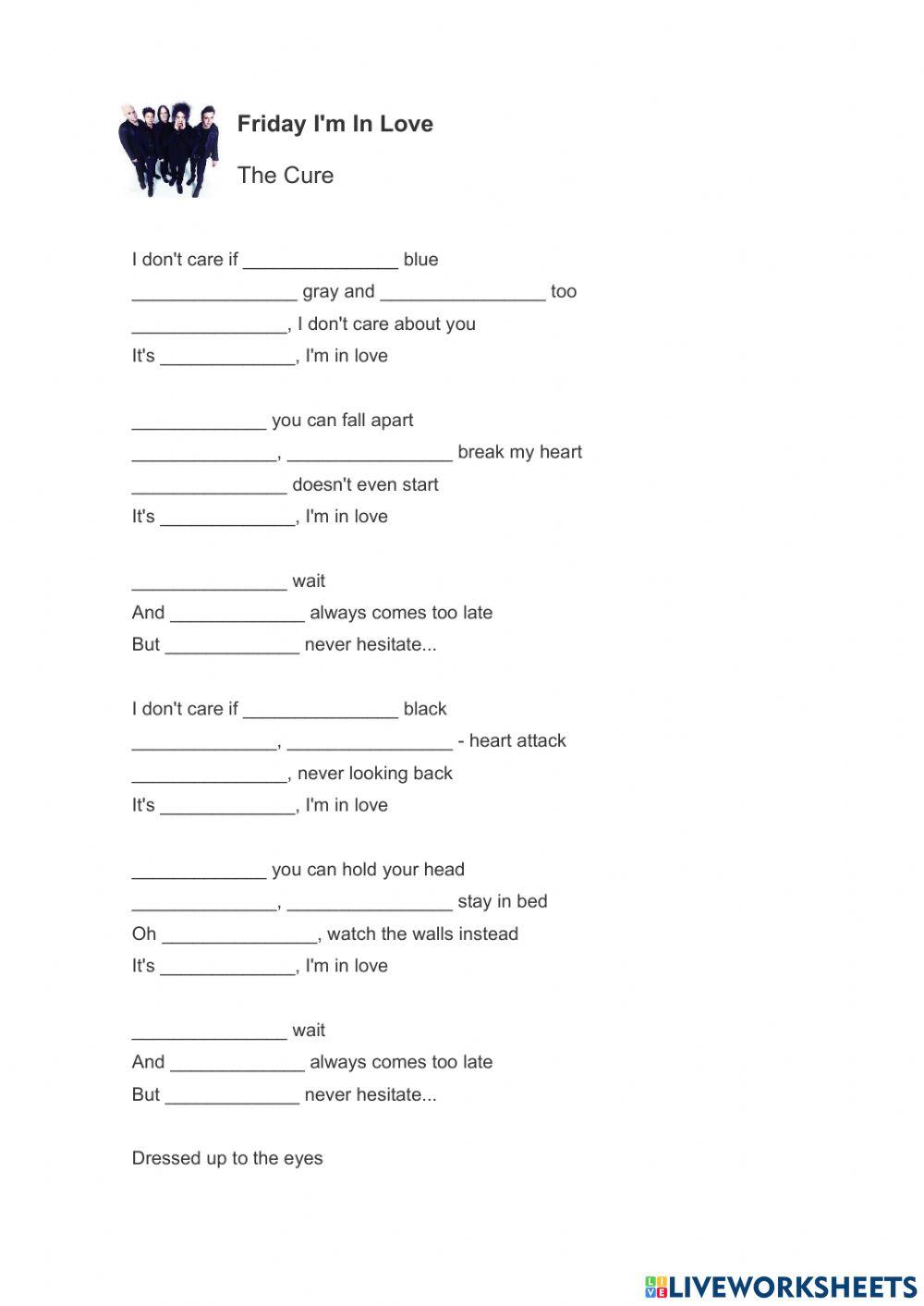 Friday I'm in Love - Days of the week