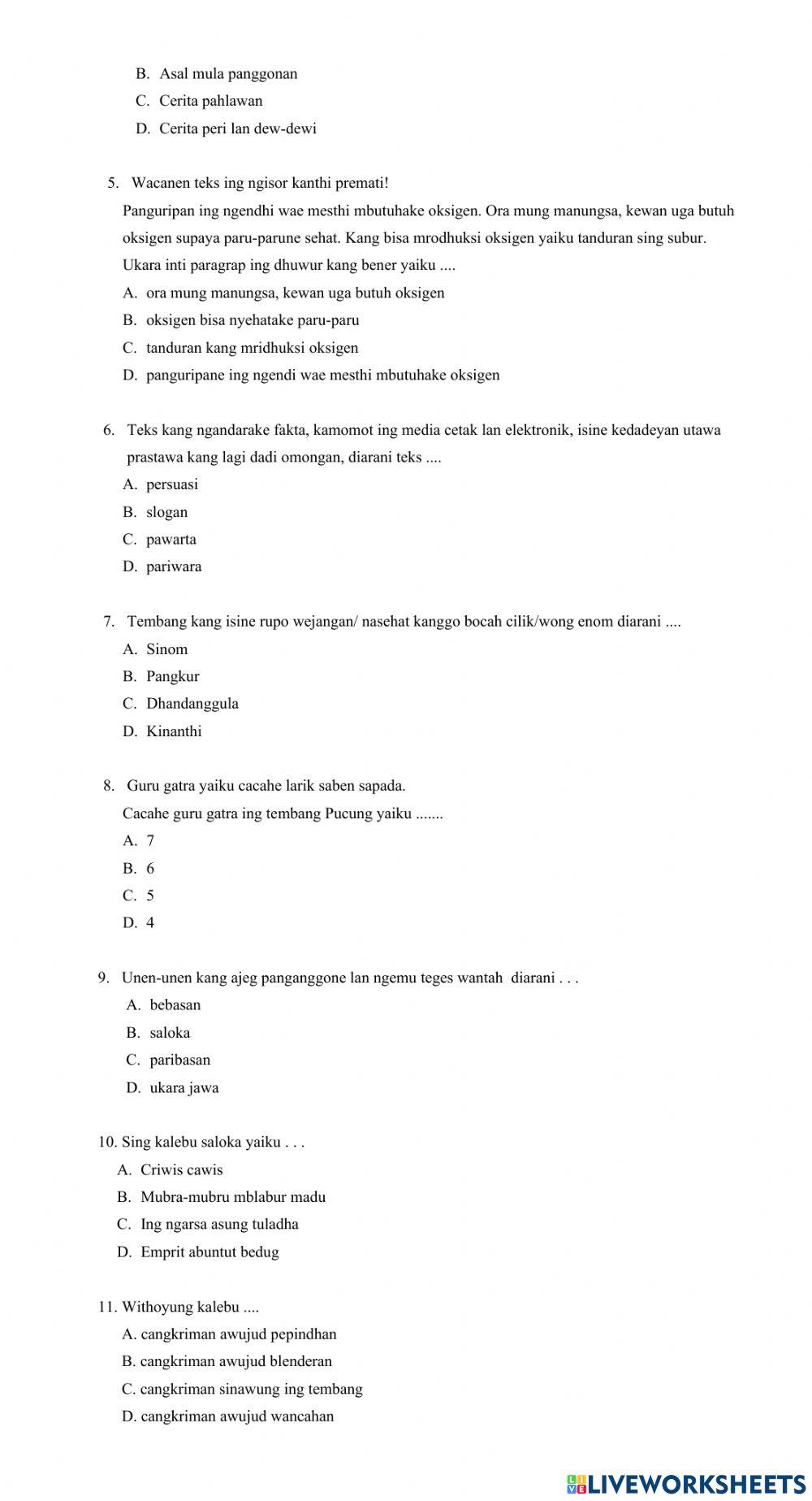 Ujian Sekolah Bahasa Jawa