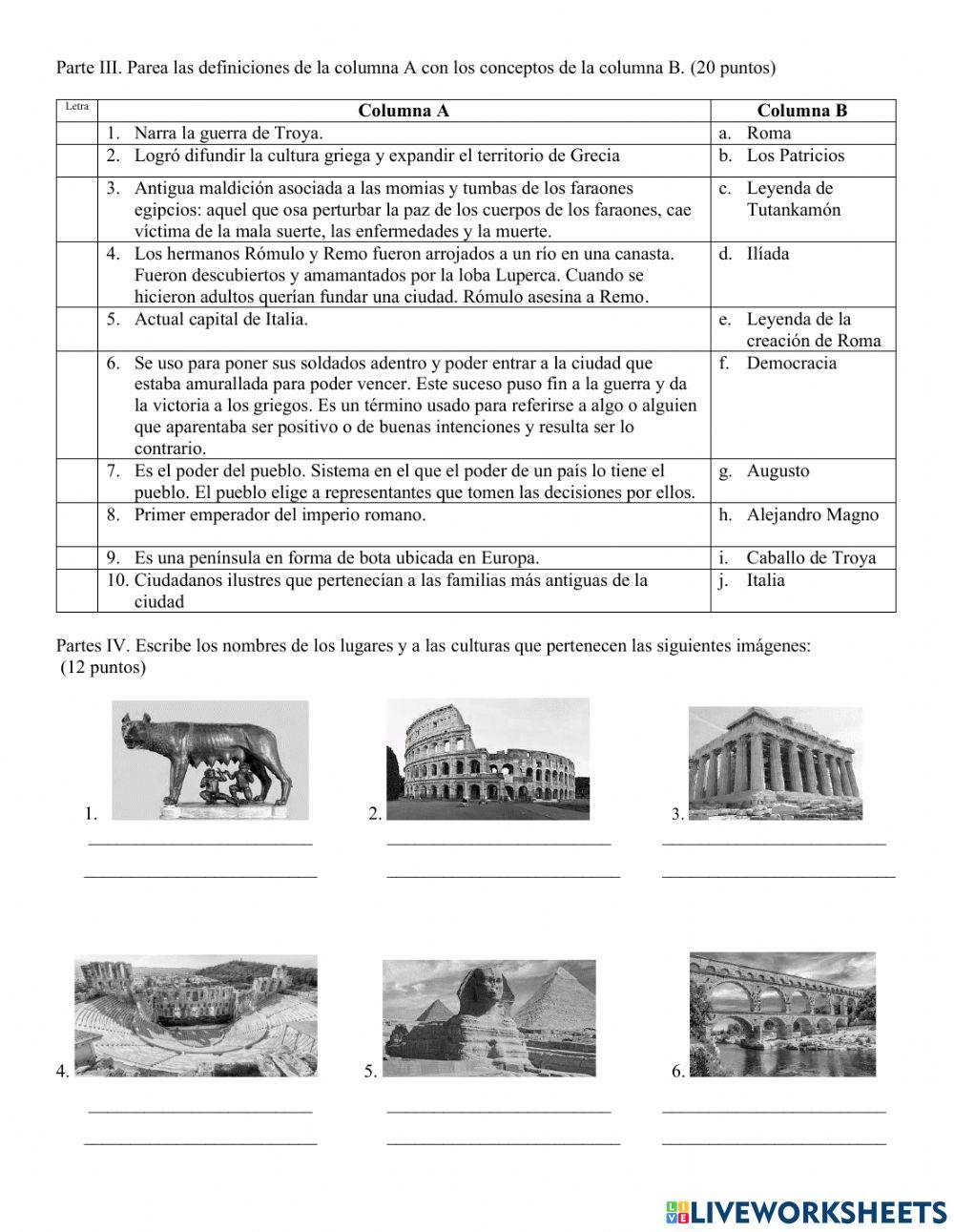 Egipto, Grecia … | Free Interactive Worksheets | 7003473, image size:1000x1291