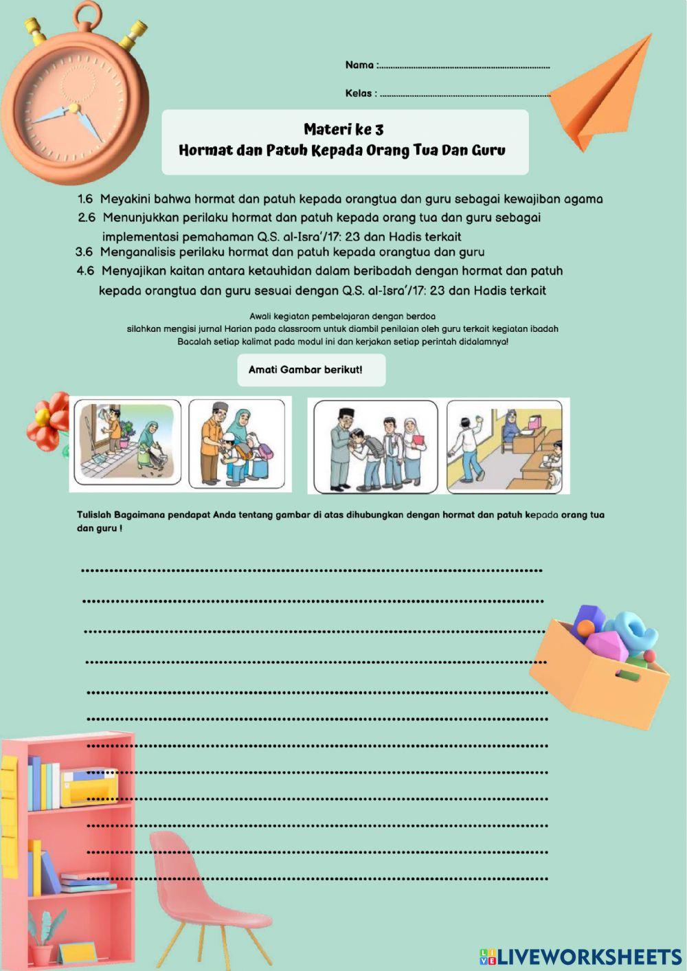 Hormat dan patuh kepada orang tua dan guru