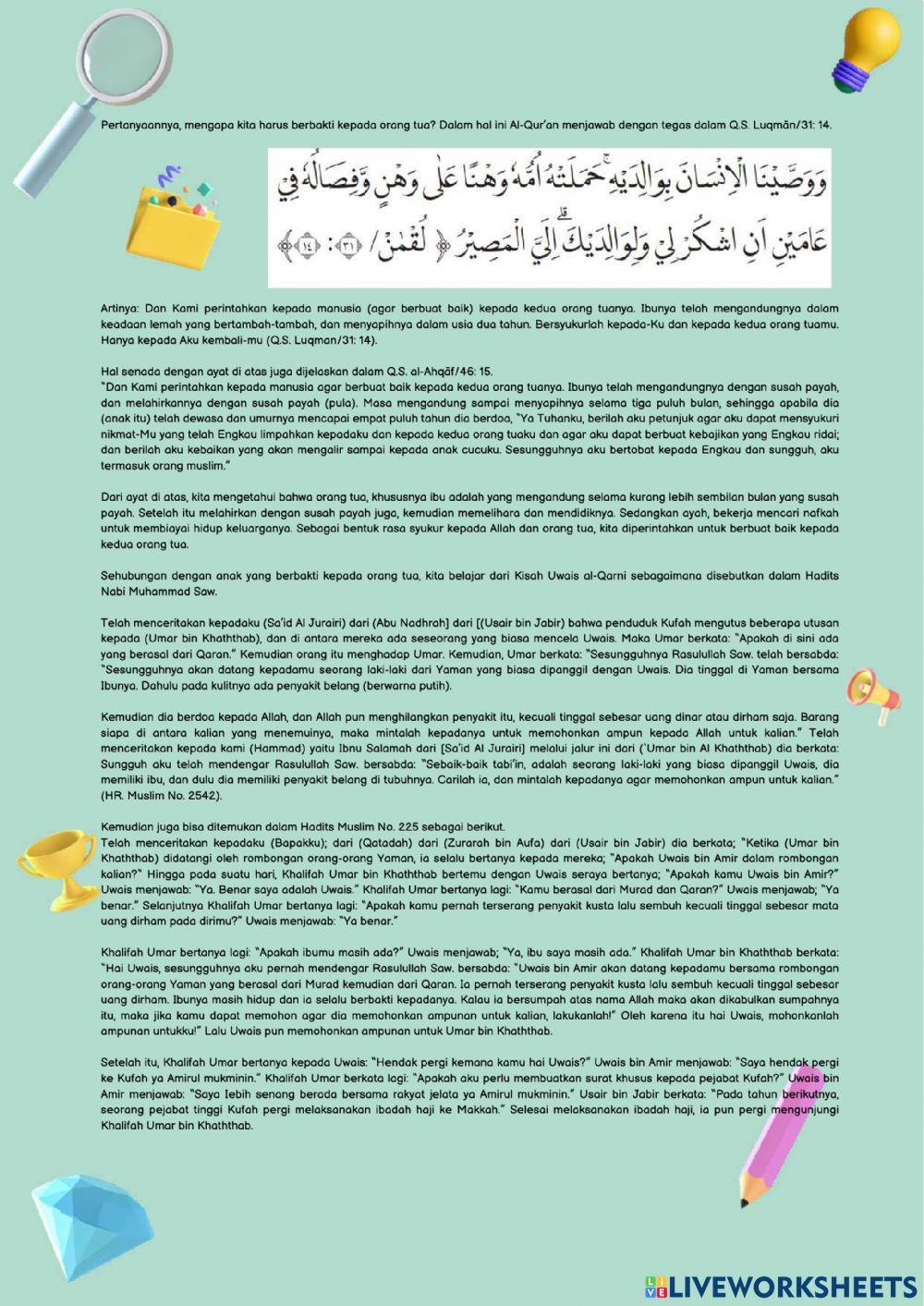 Hormat dan patuh kepada orang tua dan guru