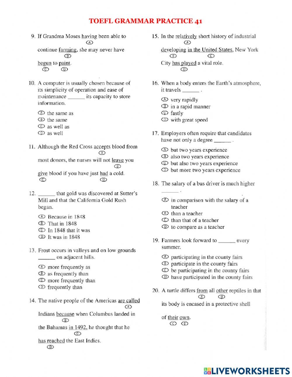 Toefl exercise practice 41