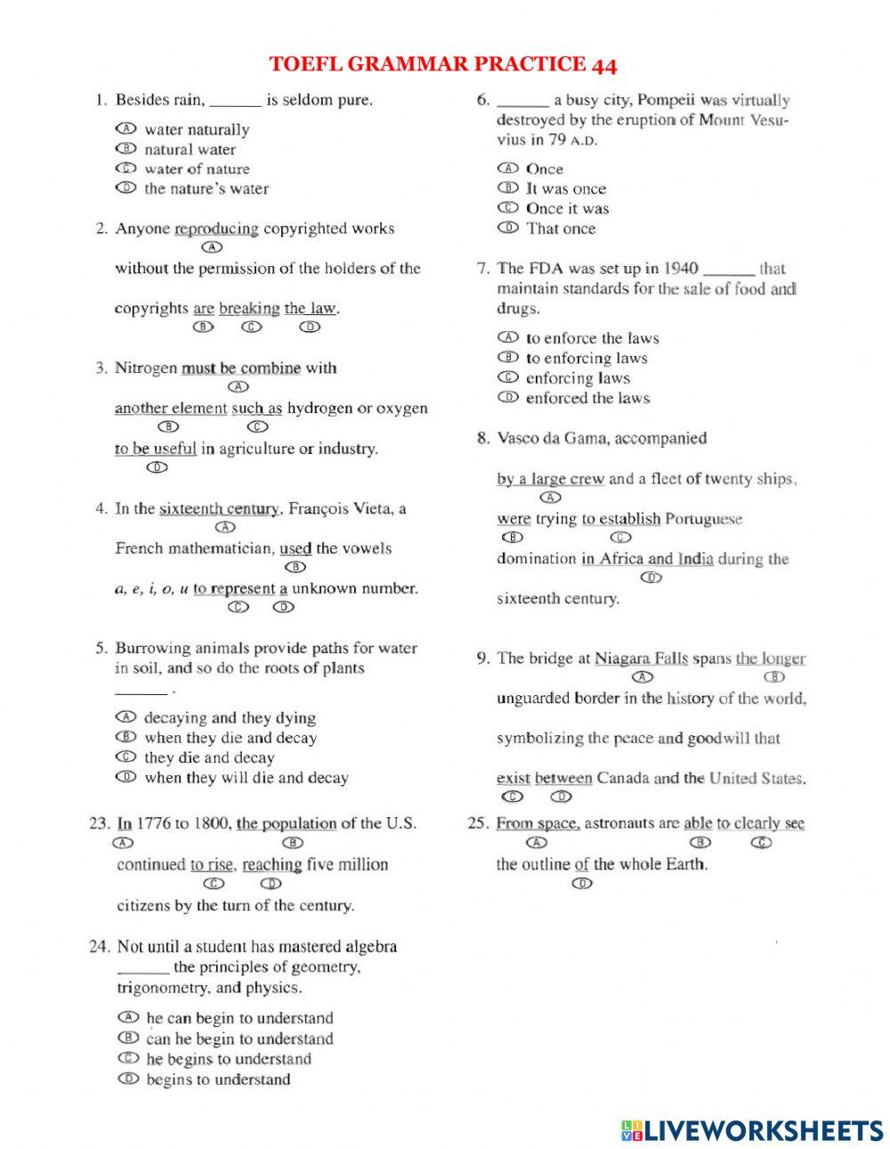 Toefl grammar practice 44