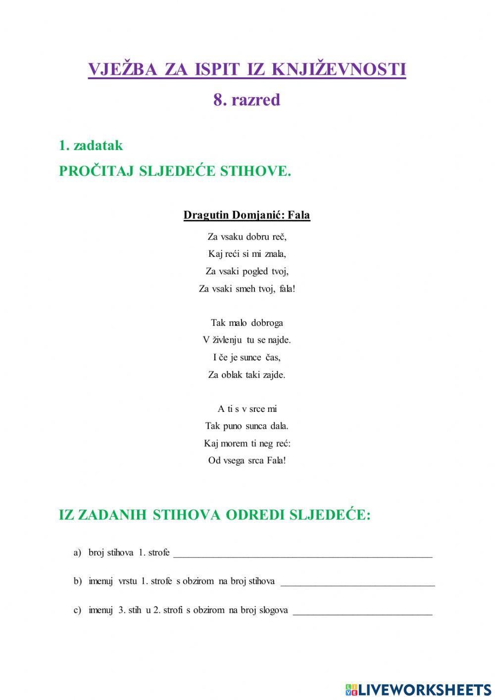 Ponavljanje za ispit iz književnosti (2) - 8.