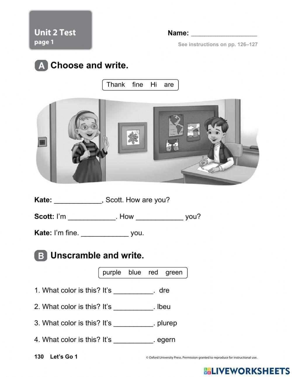 let's go 1 unit 2 worksheet