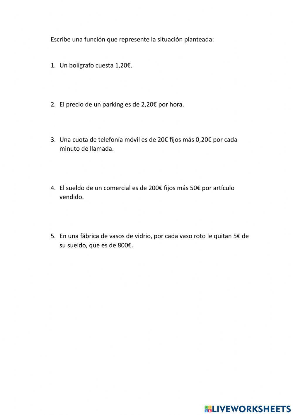 Funciones lineales en situaciones reales