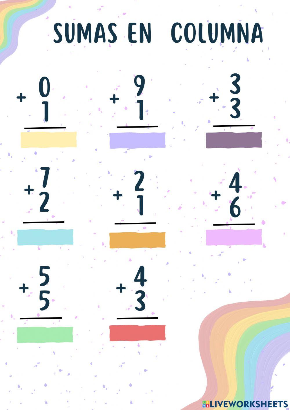 Operación en columna de la suma