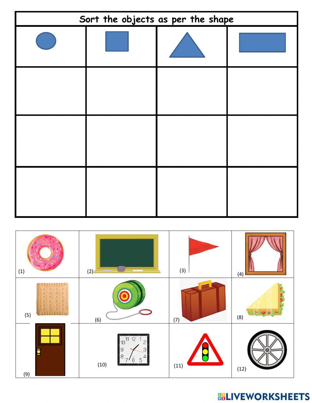 7004076 Shape sorting SnehaShah LiveWorksheets