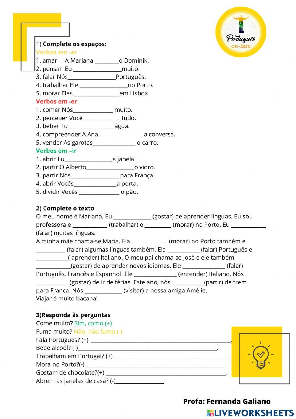 Verbos regulares presente