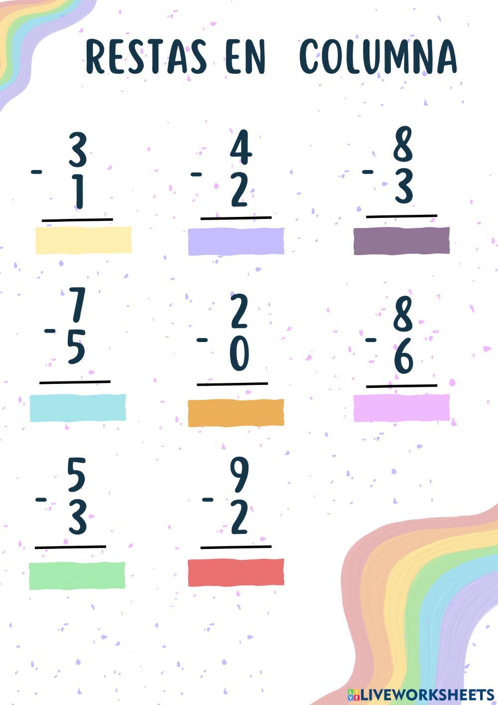 Operación en columna de la resta