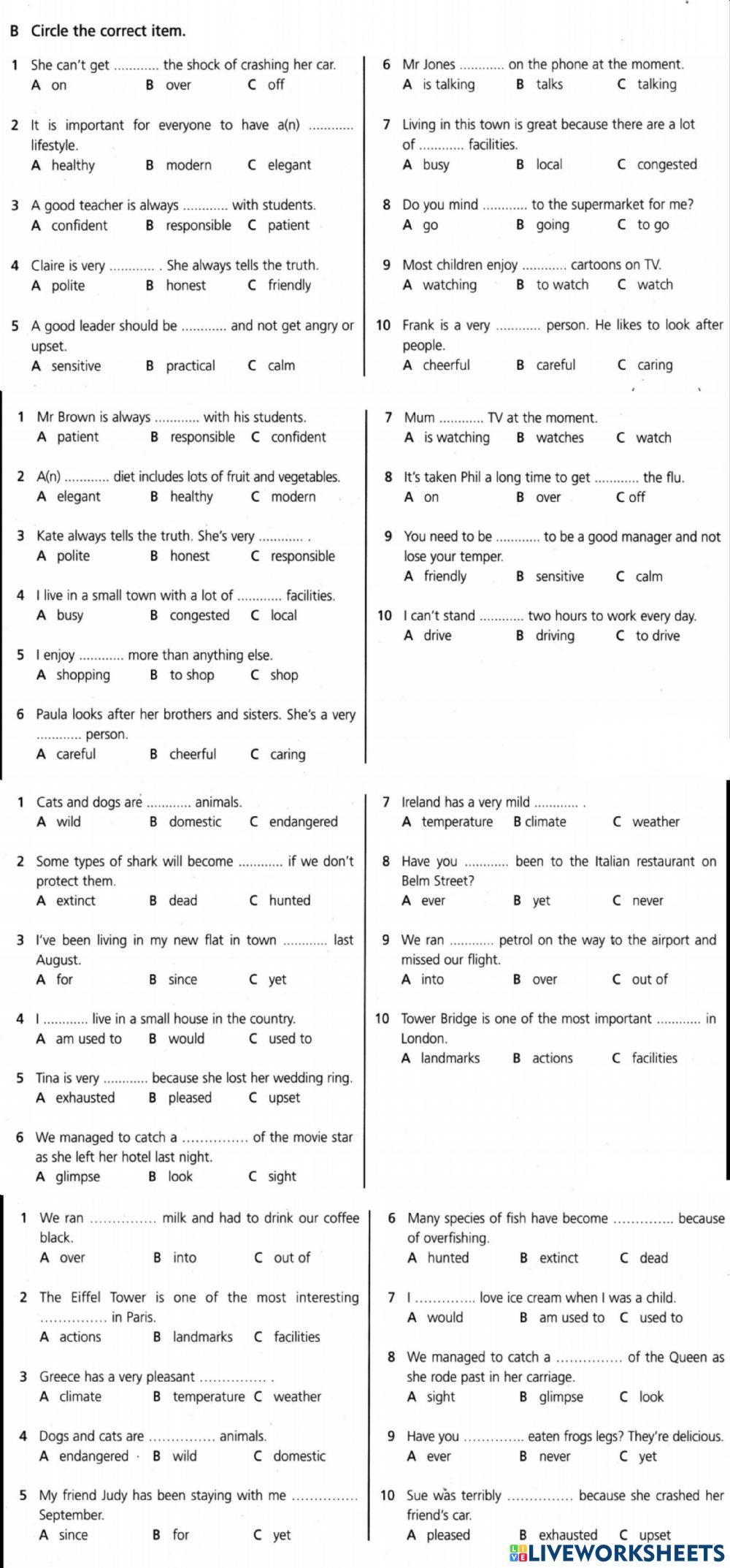 Test b pre int worksheet live worksheets