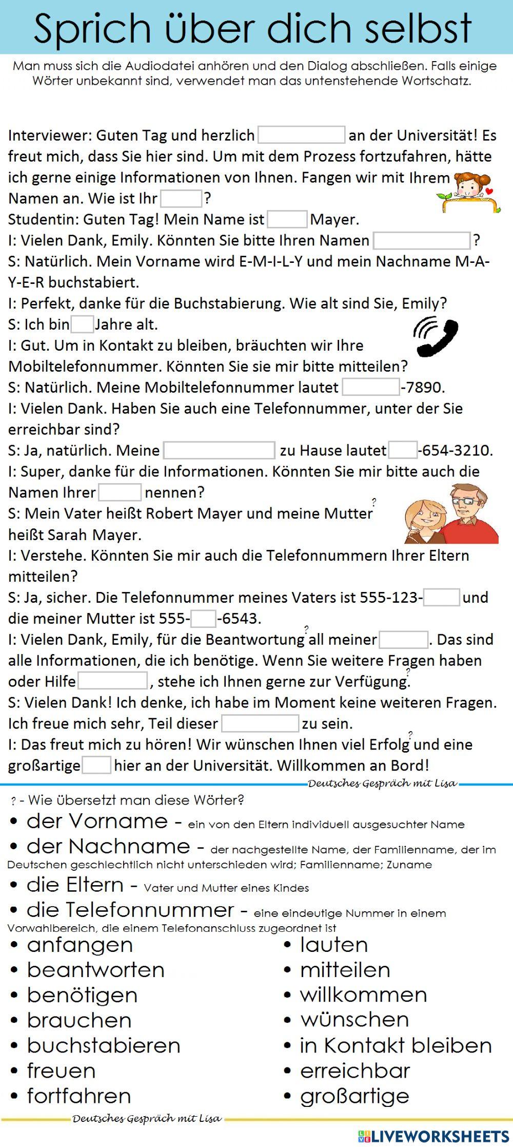 Sprich über dich selbst