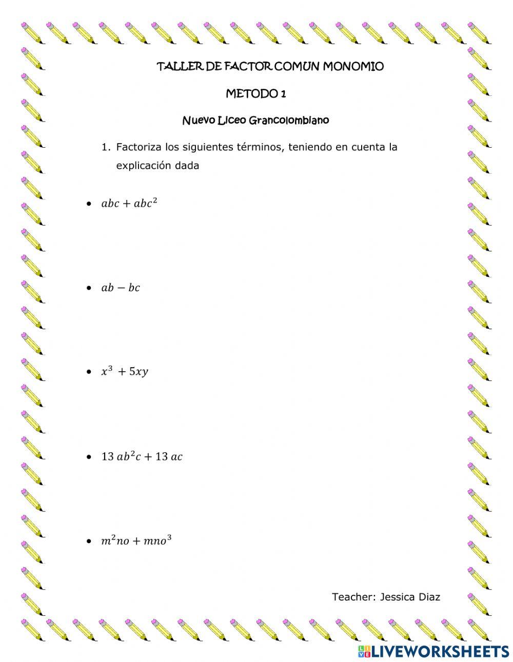 Factor común monomio