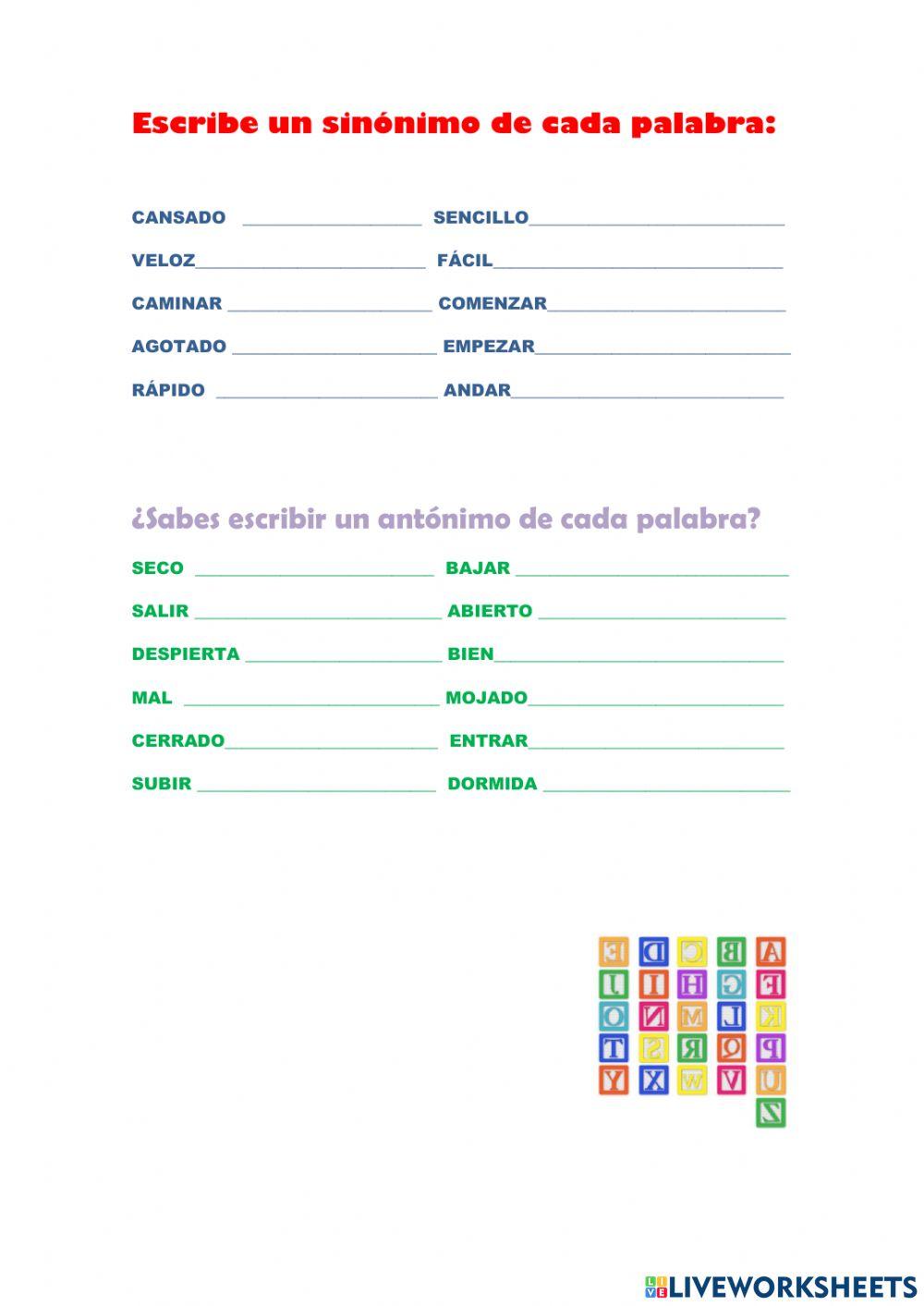 Sinónimos y antónimos