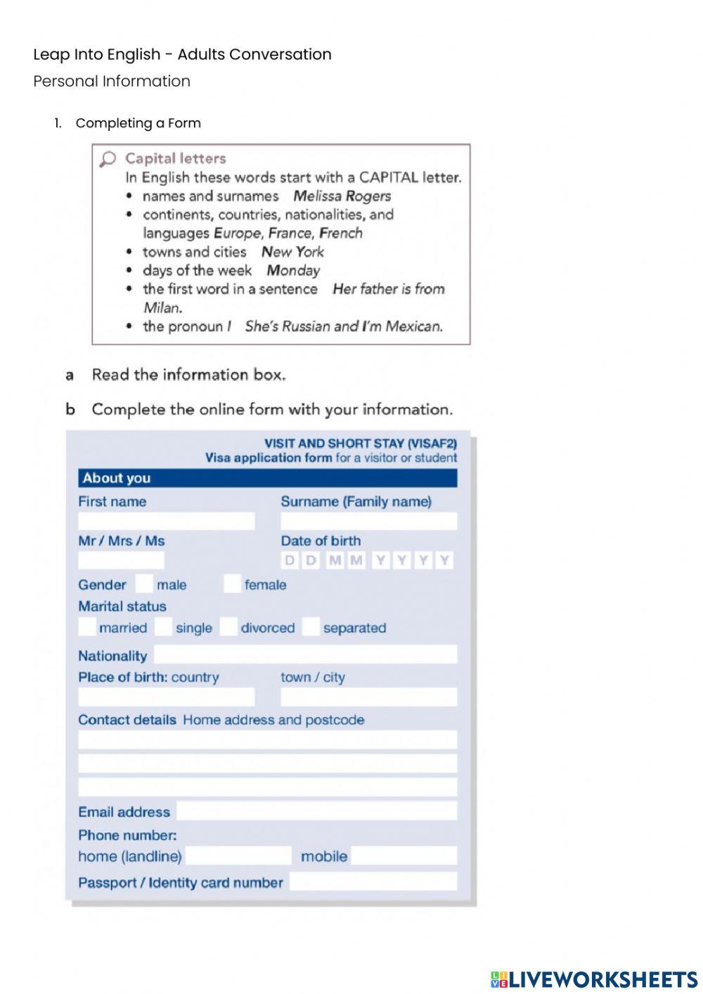 Asking for personal info
