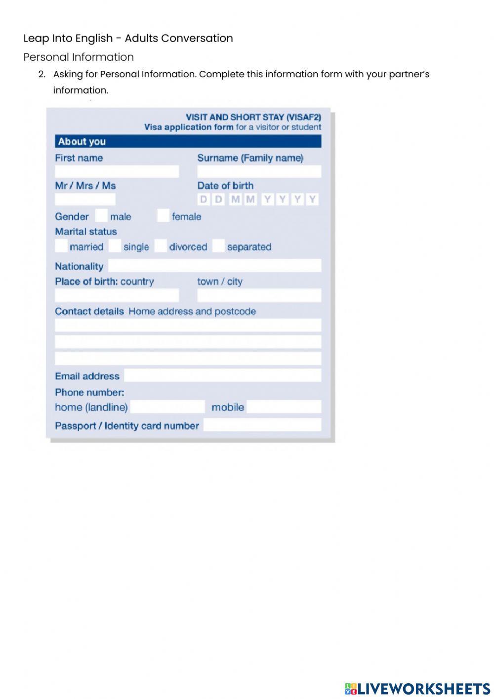 Asking for personal info