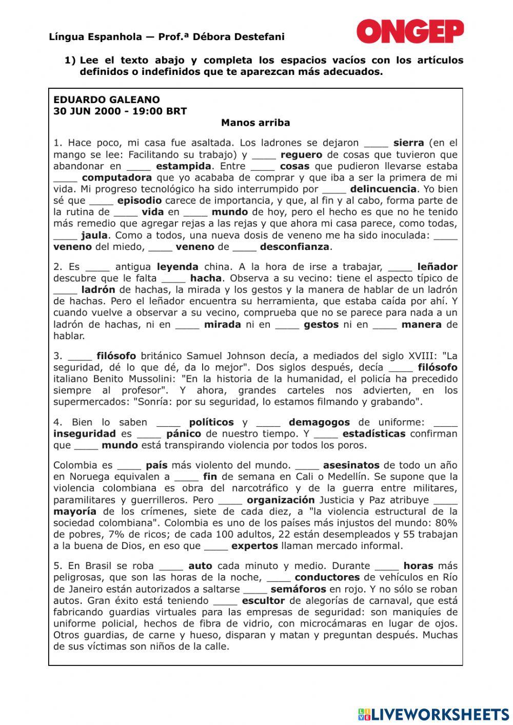 Actividad ''Manos arriba''