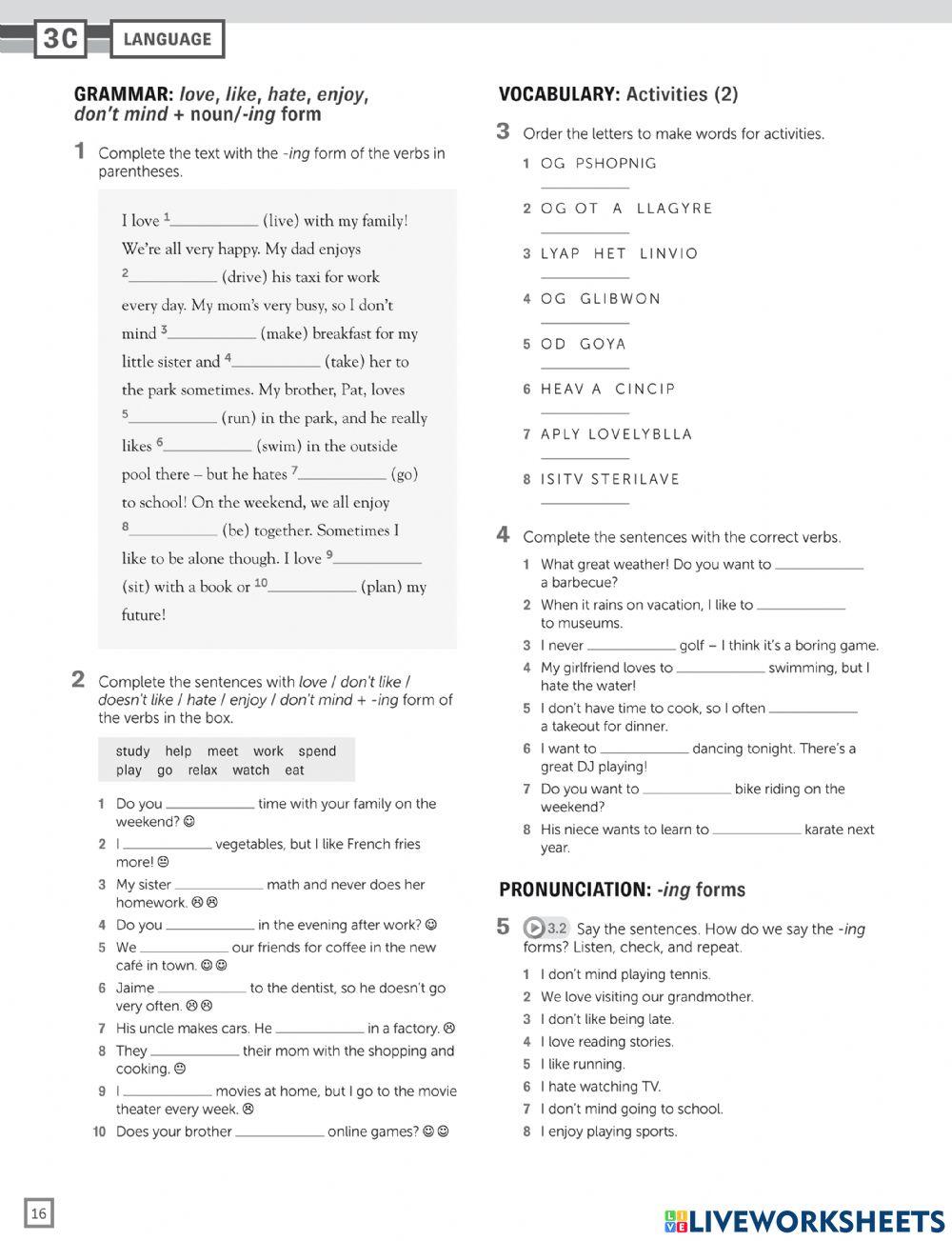 Homework - preference verbs