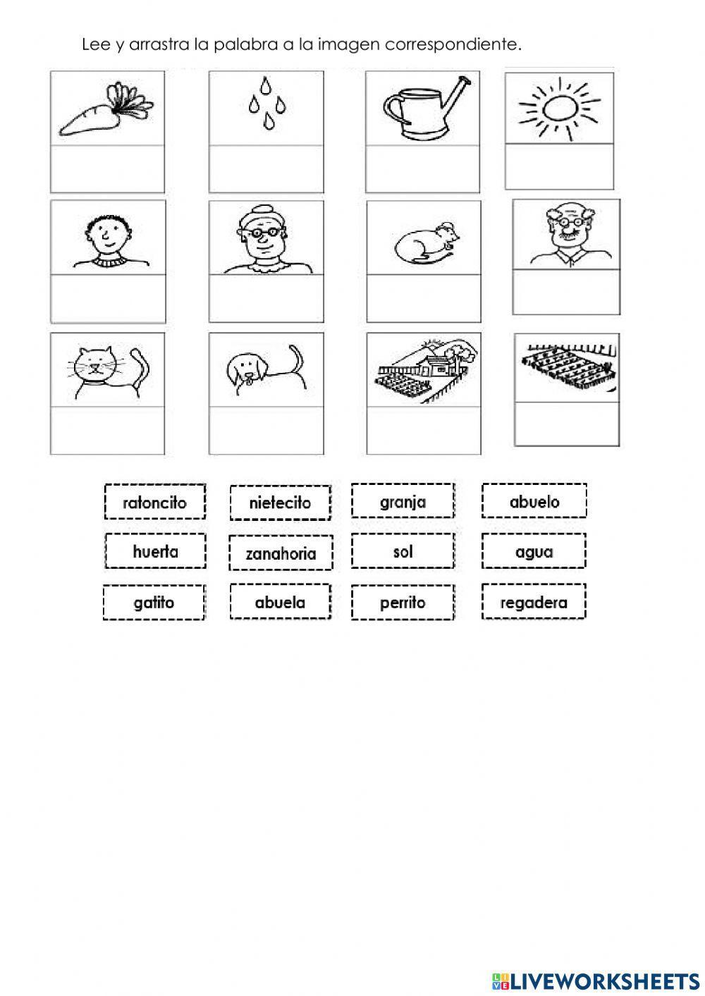 Arrastra la palabra con su imagen del texto La zanahoria