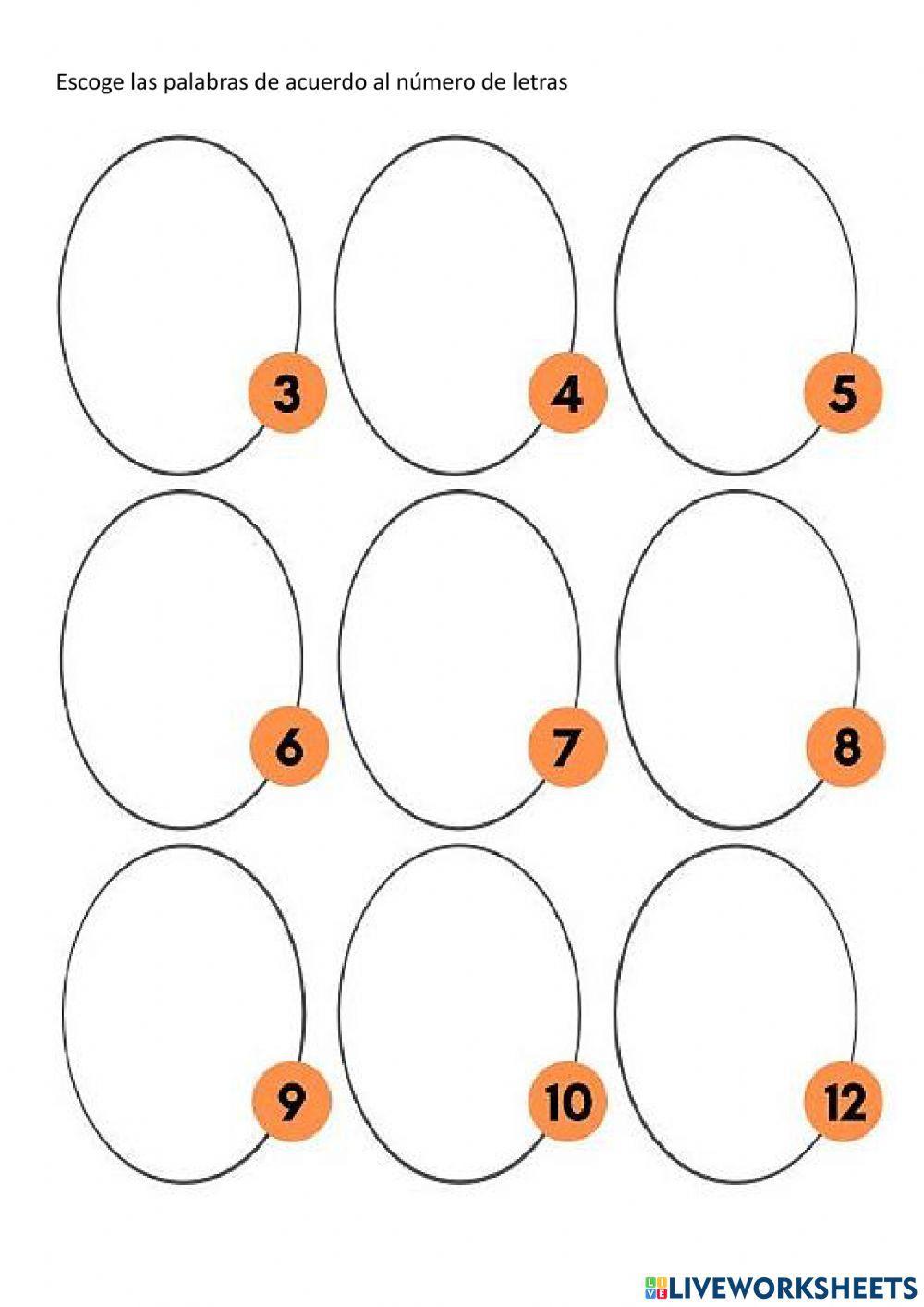 Escoge la palabra según número de letras