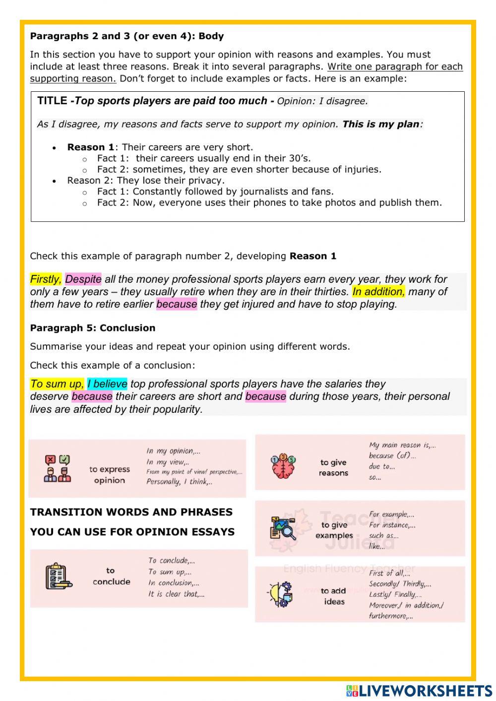 7015369 | Opinion Essay Structure and exercises
