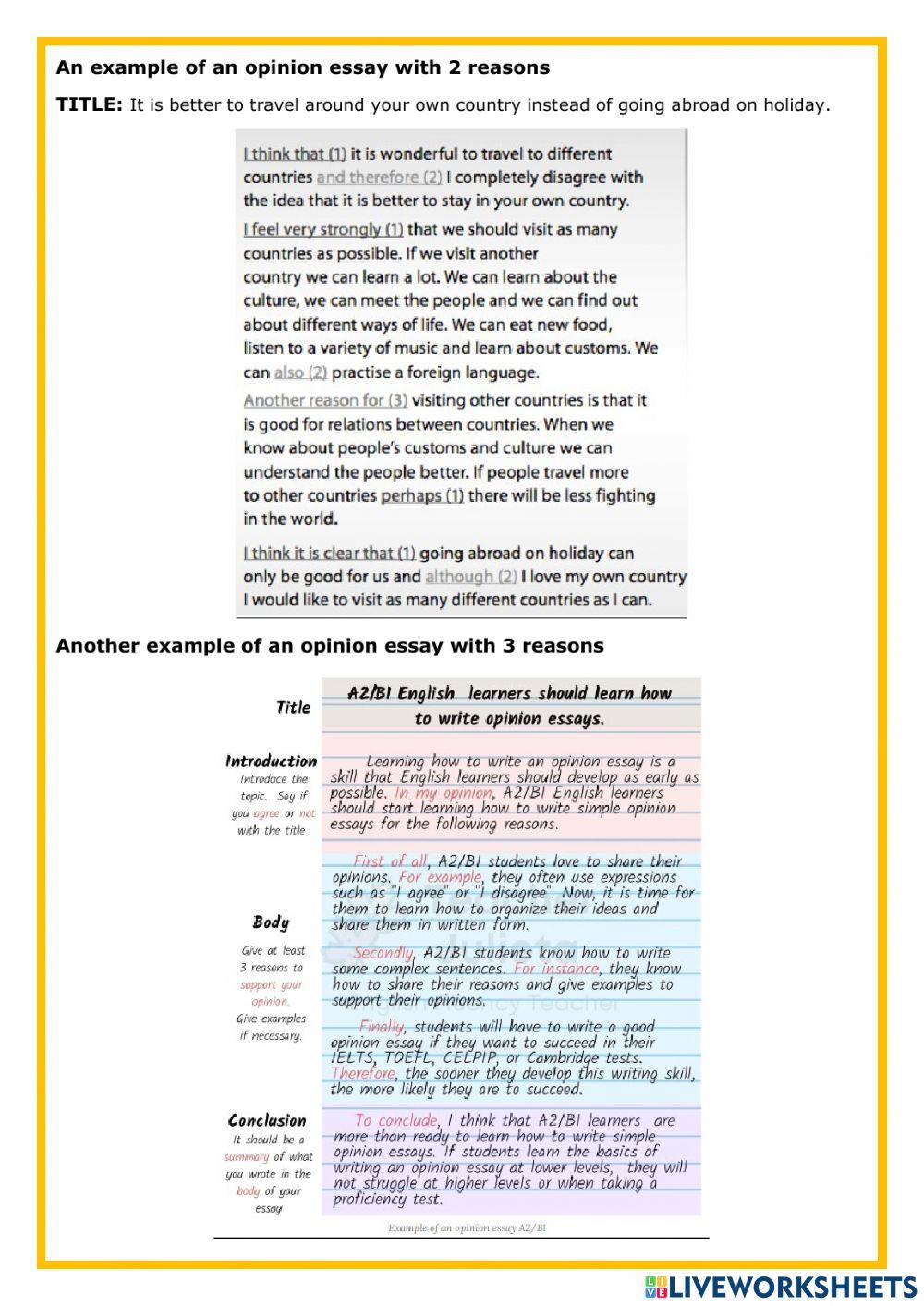 7015369 | Opinion Essay Structure and exercises