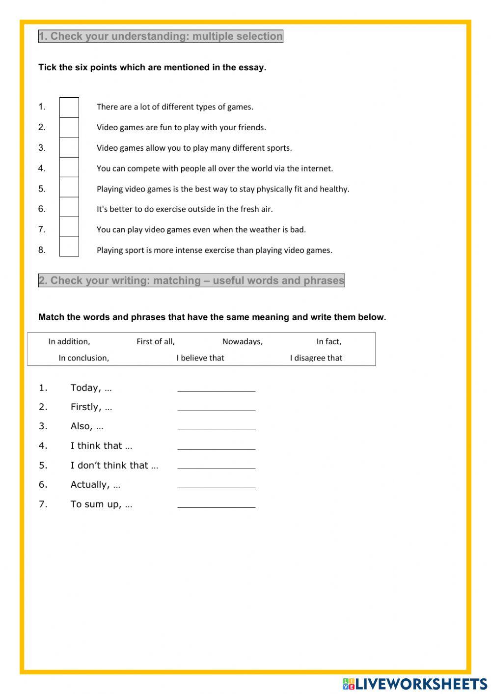 Opinion Essay Structure and exercises
