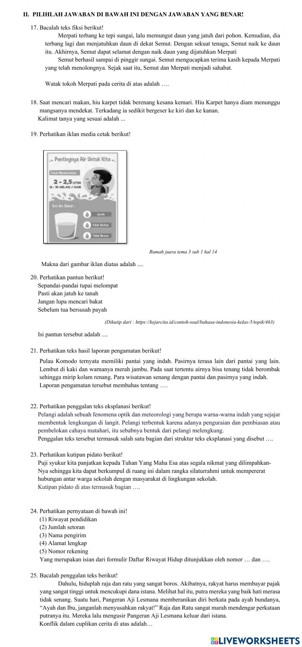 Ujian sekolah bahasa indonesia