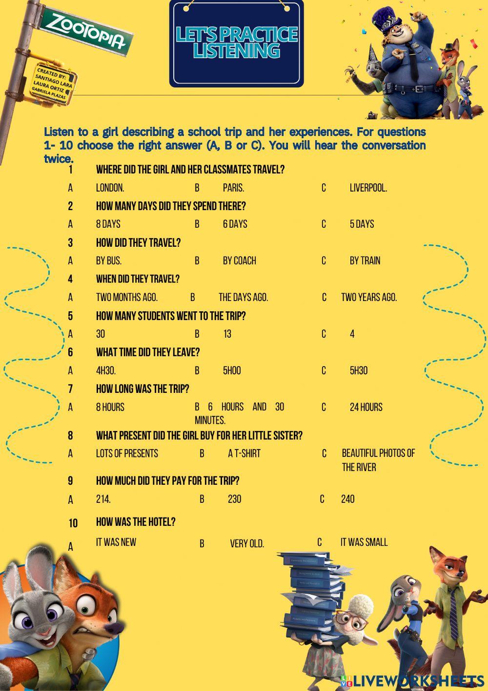 Let's practice listening worksheet | Live Worksheets