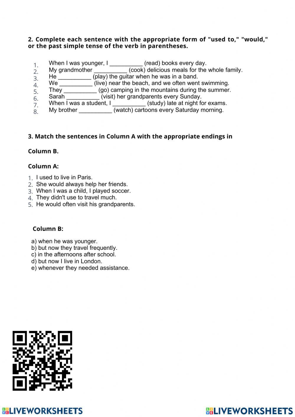 Review past habits and states unit 2.3