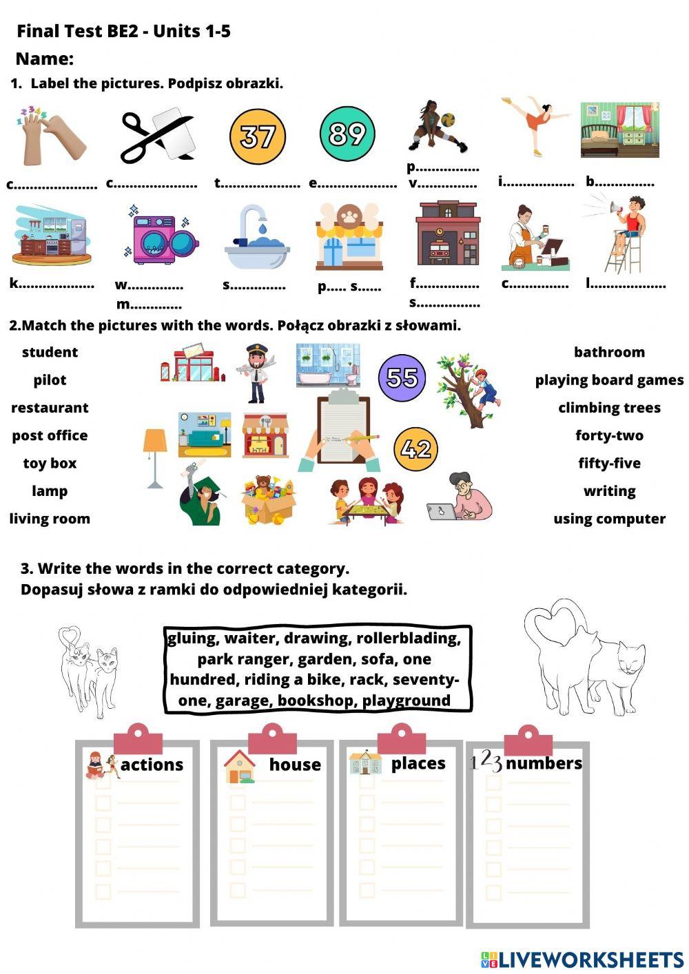 BE 2 - final test - units 1-5 - part 1