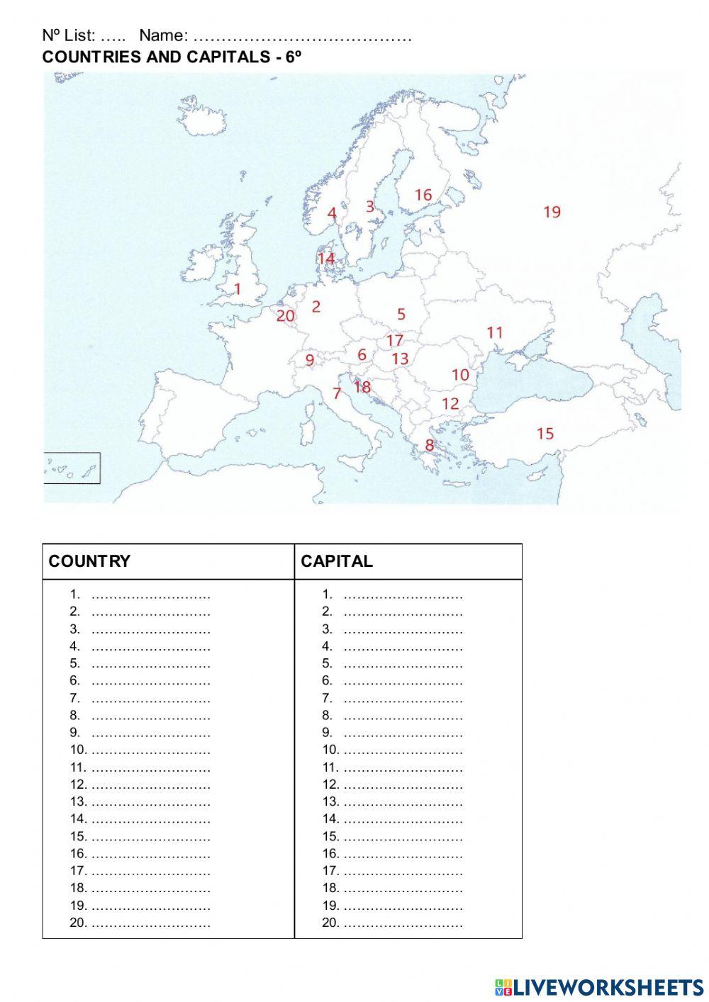 Paises y capitales de europa
