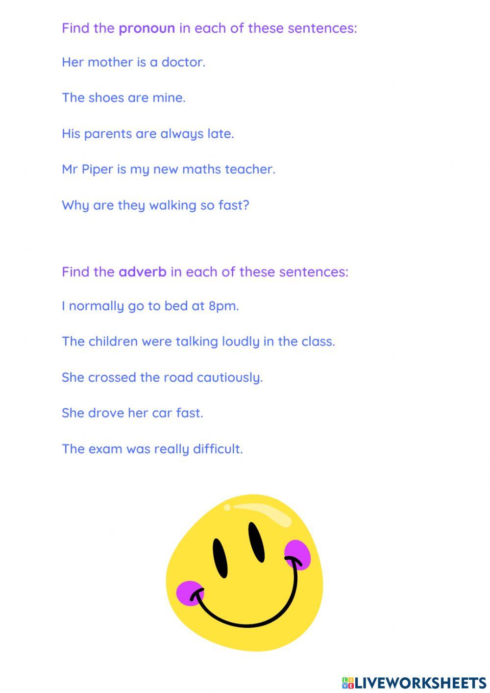 Conjunctions, Prepositions, Pronouns and Adverbs