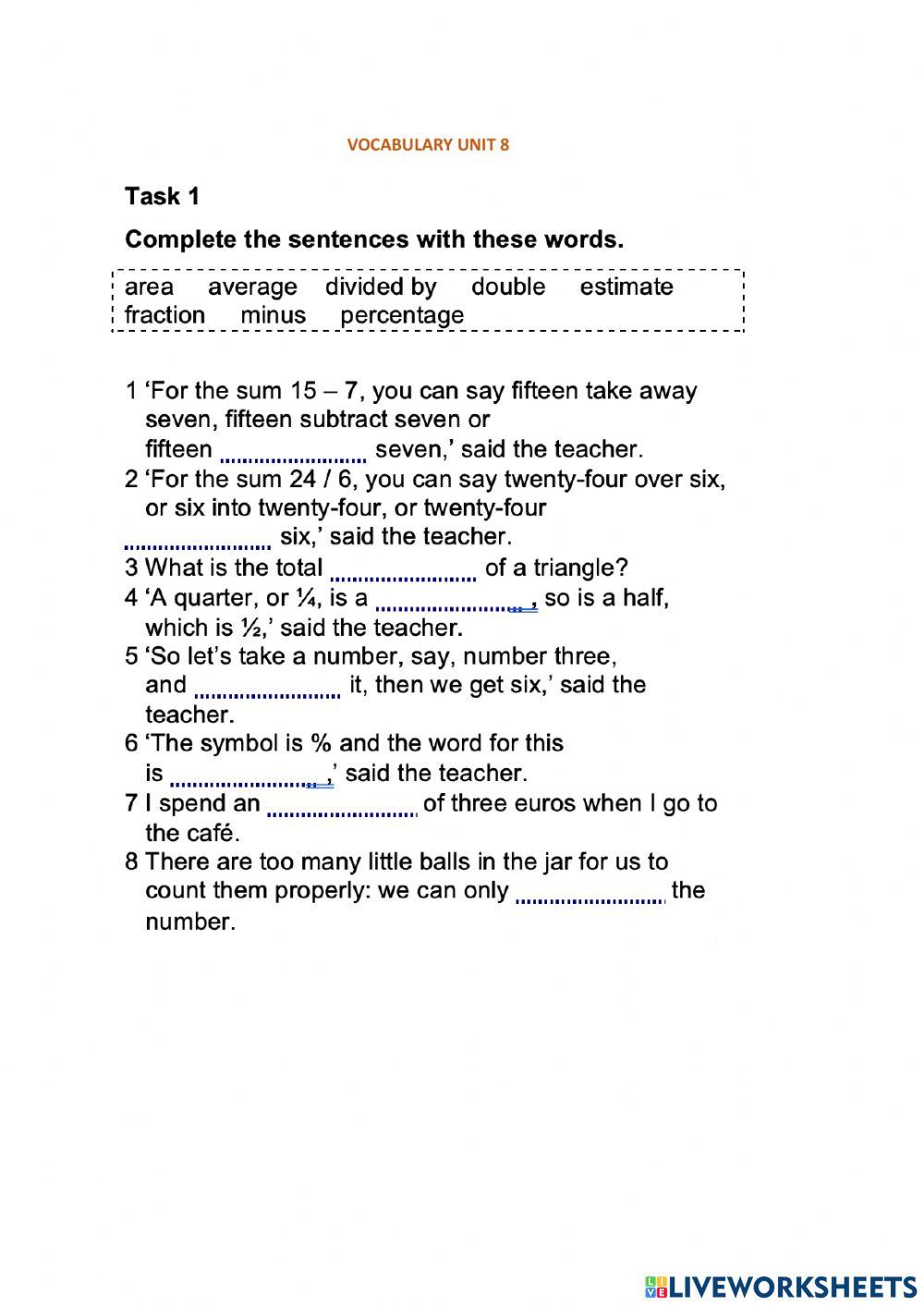 Vocabulary units 7-8