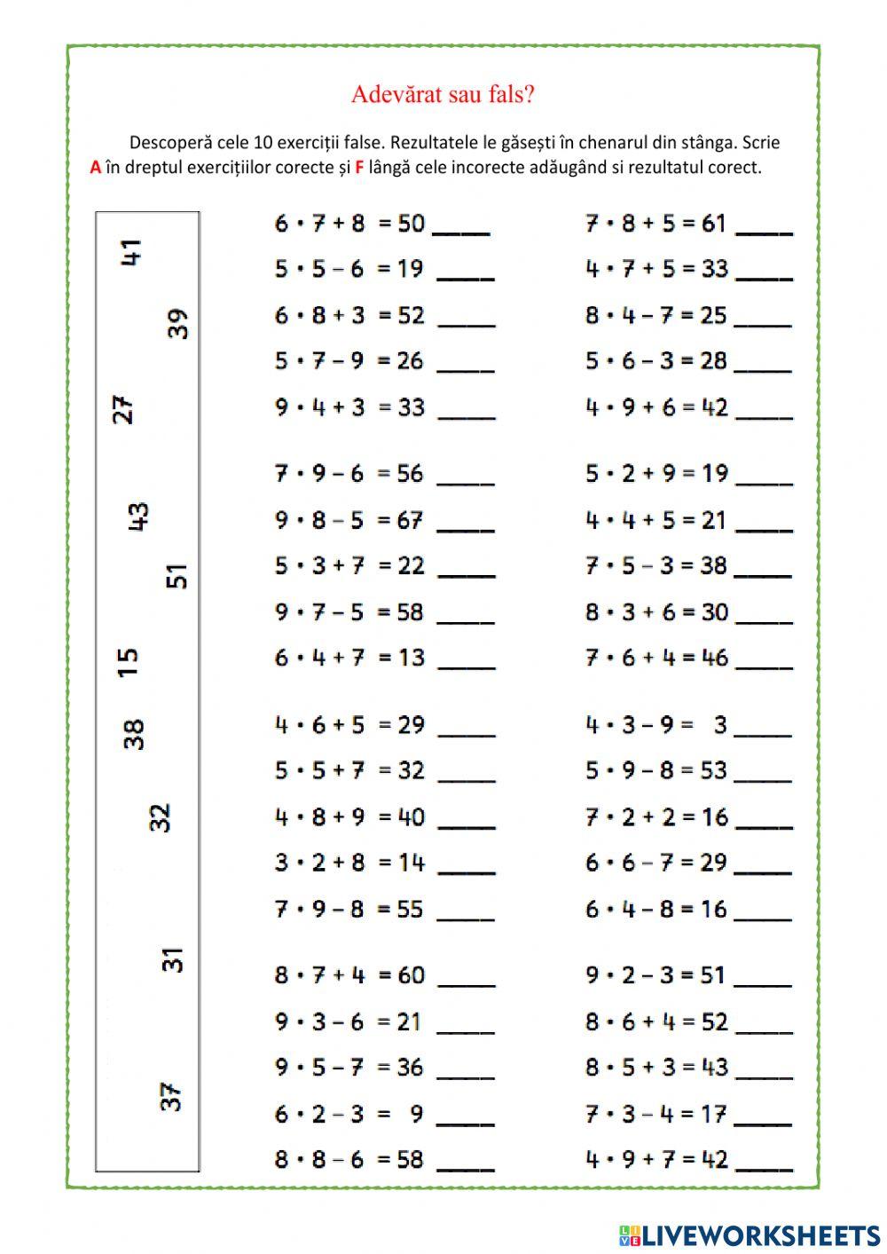 Aflarea numărului necunoscut