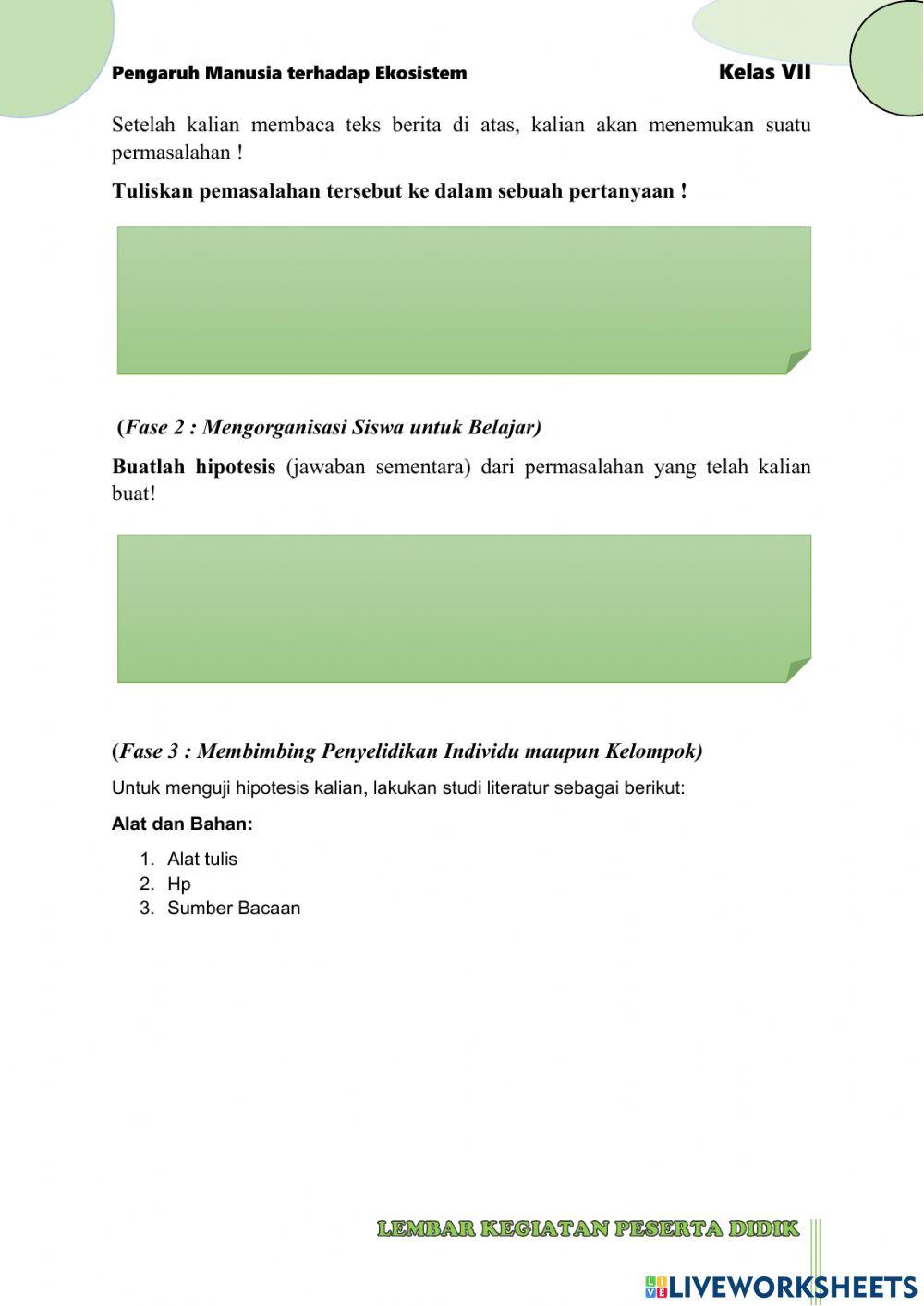 E-LKPD Pengaruh Manusia Terhadap Ekosistem