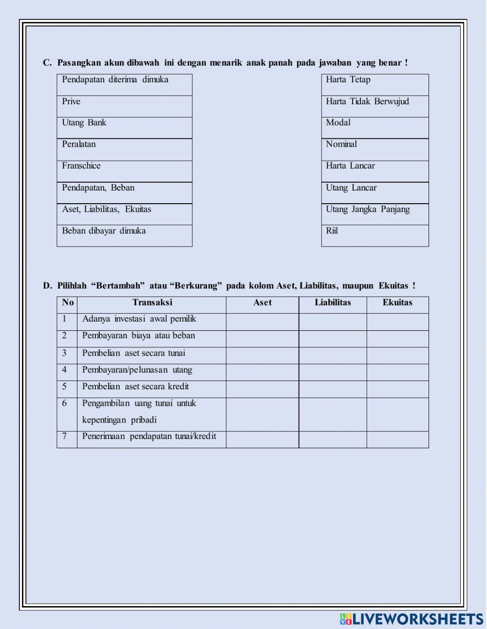 Soal Ulangan Persamaan Dasar Akuntansi