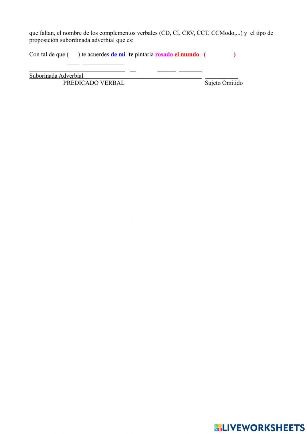 Actividades sobre adverbiales causales y finales