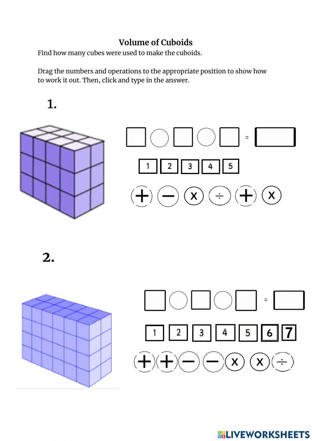 Copy of Worksheet 4 GL - Volume of Cuboids