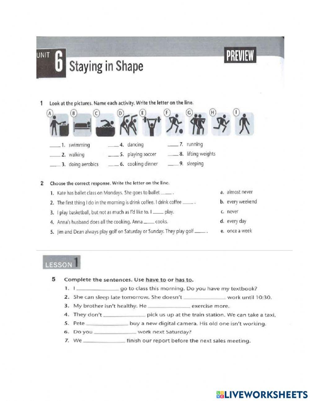 Unit 6 Stay in shape