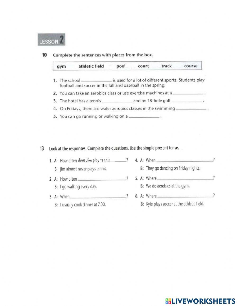 Unit 6 staying in shape