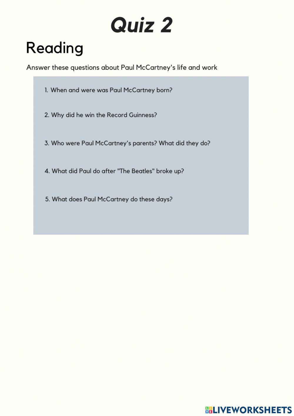 Quiz- Past Simple Tense