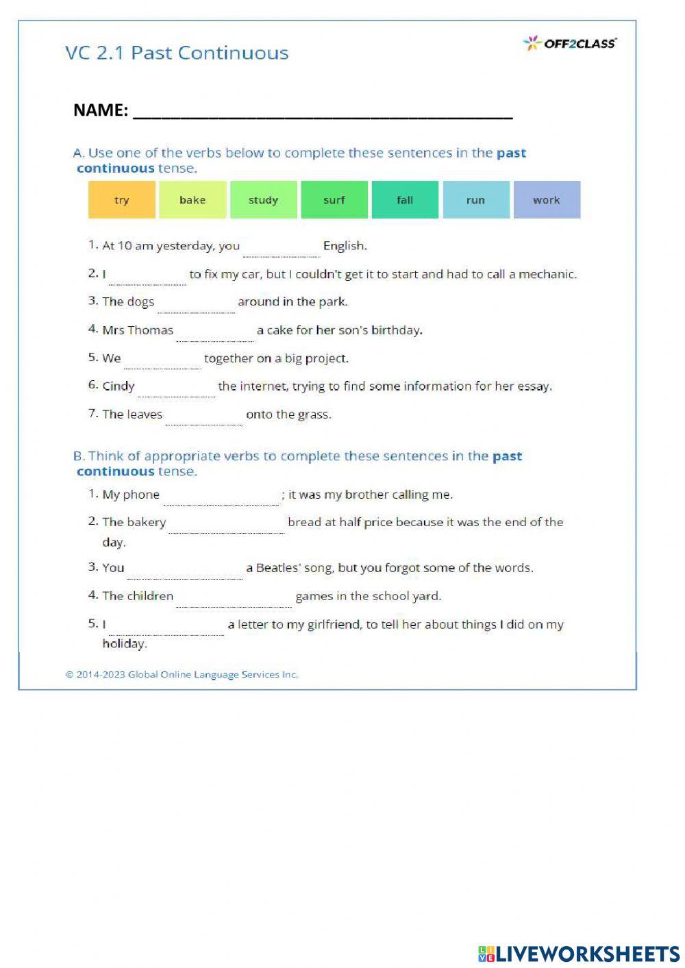ACT-1 AFFIRMATIVE PAST CONTINUOUS