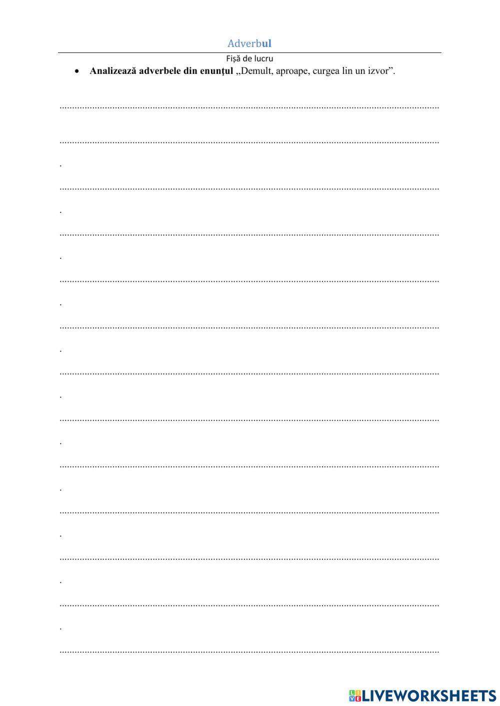 Fisa de lucru- ADVERBUL