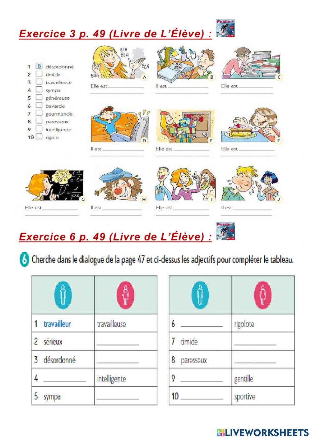 Dans ma classe il y a LE p 49