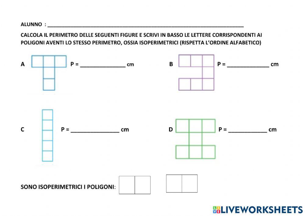 Figure isoperimetriche worksheet live worksheets
