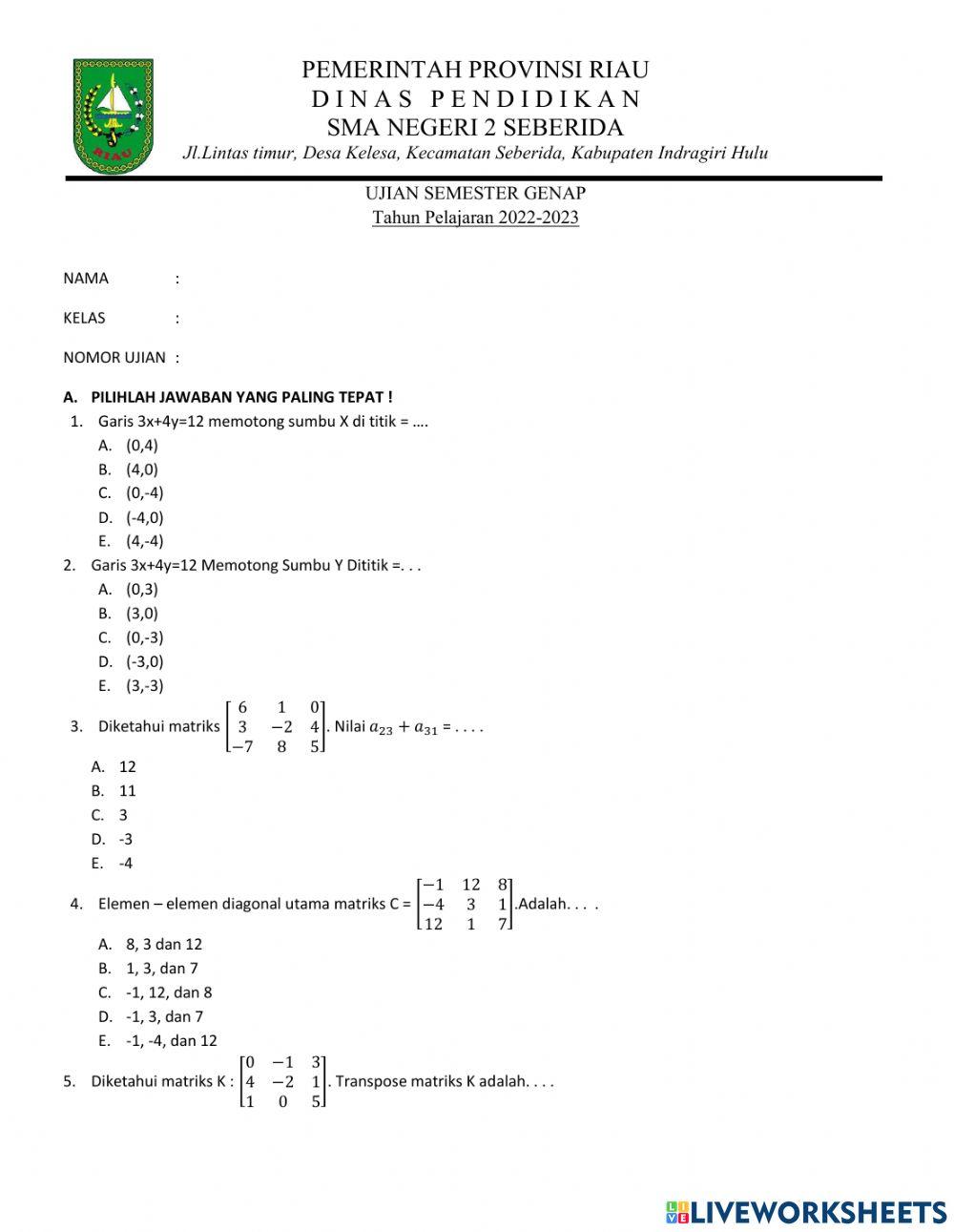 Soal penilaian sumatif akhir semester genap tahun 2023