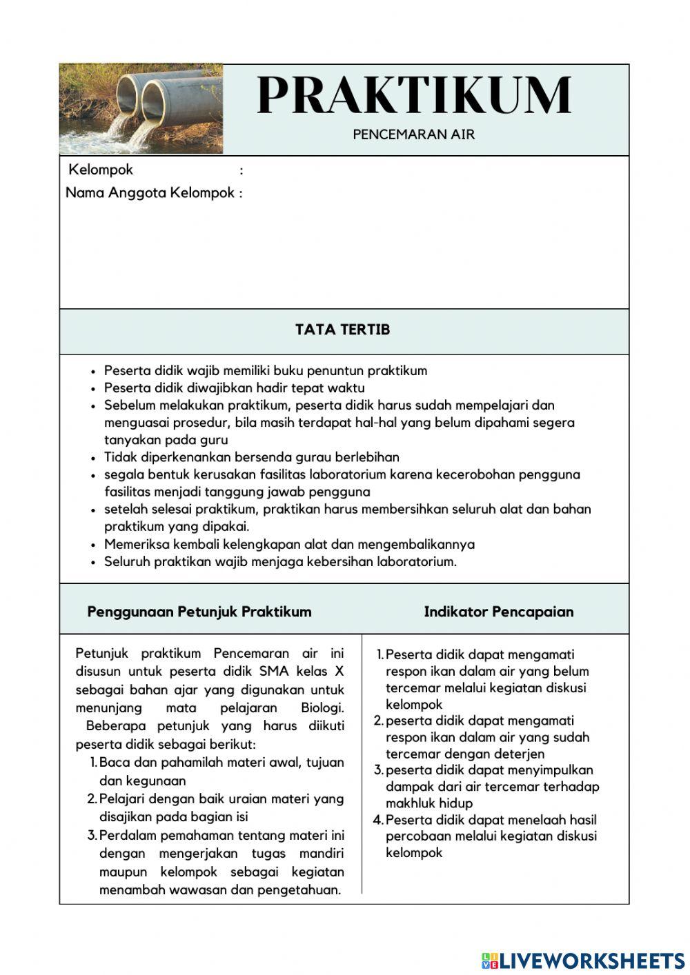 LKPD Praktikum Pencemaran Air