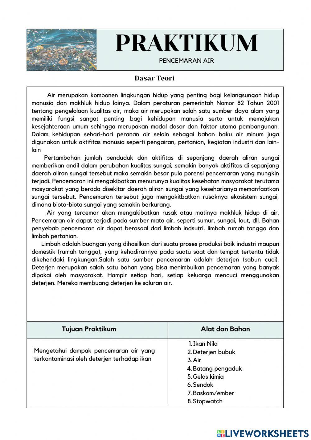 LKPD Praktikum Pencemaran Air